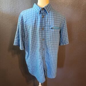 Nordic Track Men's short sleeve plaid Hiking button down shirt size Large